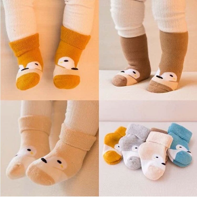 Outono e inverno espessamento 0-3t crianças meias dos desenhos animados crianças meias meias do bebê meninas meias da criança confortável bebê meninos meias: Fox / 1-3T