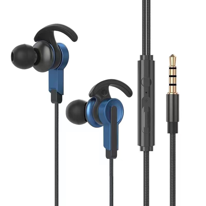3.5Mm Met Microfoon In-Ear Headset Plug-In Game Mobiele Game Oortelefoon In-Ear Mobiele Telefoon Computer Bedrade Headset Microfoon Volume: Blauw
