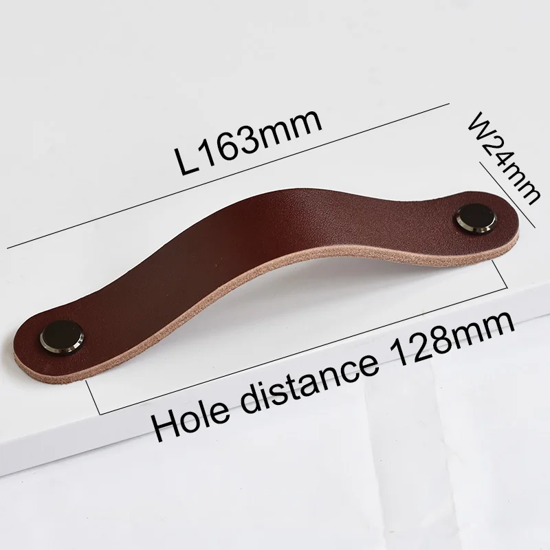 Boutons en cuir marron meubles rétro européens tiroir armoire porte poignée placard armoire à chaussures peau de vache tire bouton: Rouge