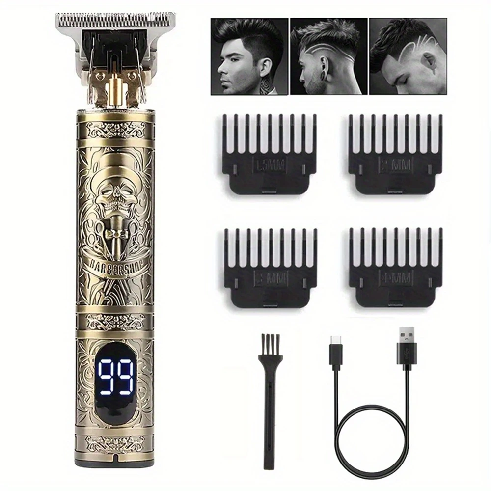 Tondeuse Voor Mannen Professionele Haar Trimmer Kapper Snoerloze Zero Gapped Hair Clipper Lcd-Display Heren Cadeaus Baard Trimmer: Paars