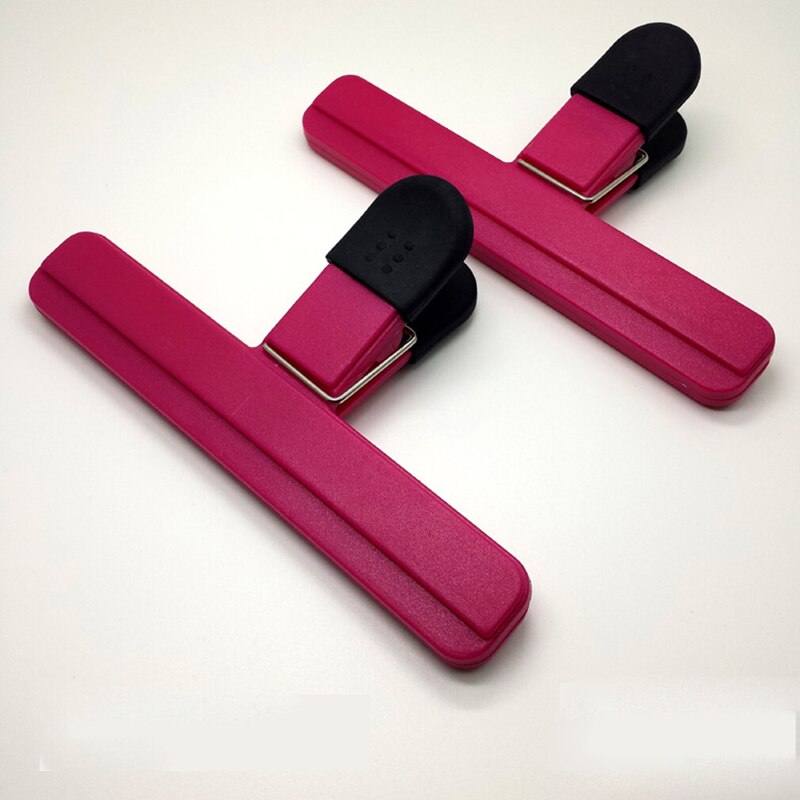 Plastic food sealed bag fresh food clip keep moisture-proof closed clip file binding clip kitchen tool universal seal clip: Big Fuchsia 2PCS