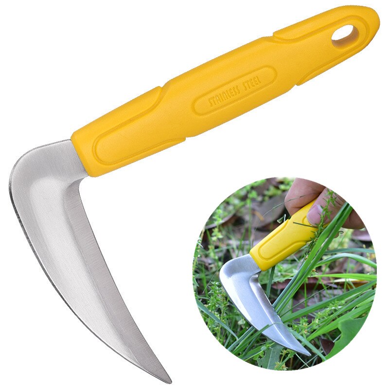 Falce in acciaio inossidabile falce leggero palmare giardinaggio erba falce rimozione radice scavatore giardino agricolo diserbo gadget: 2