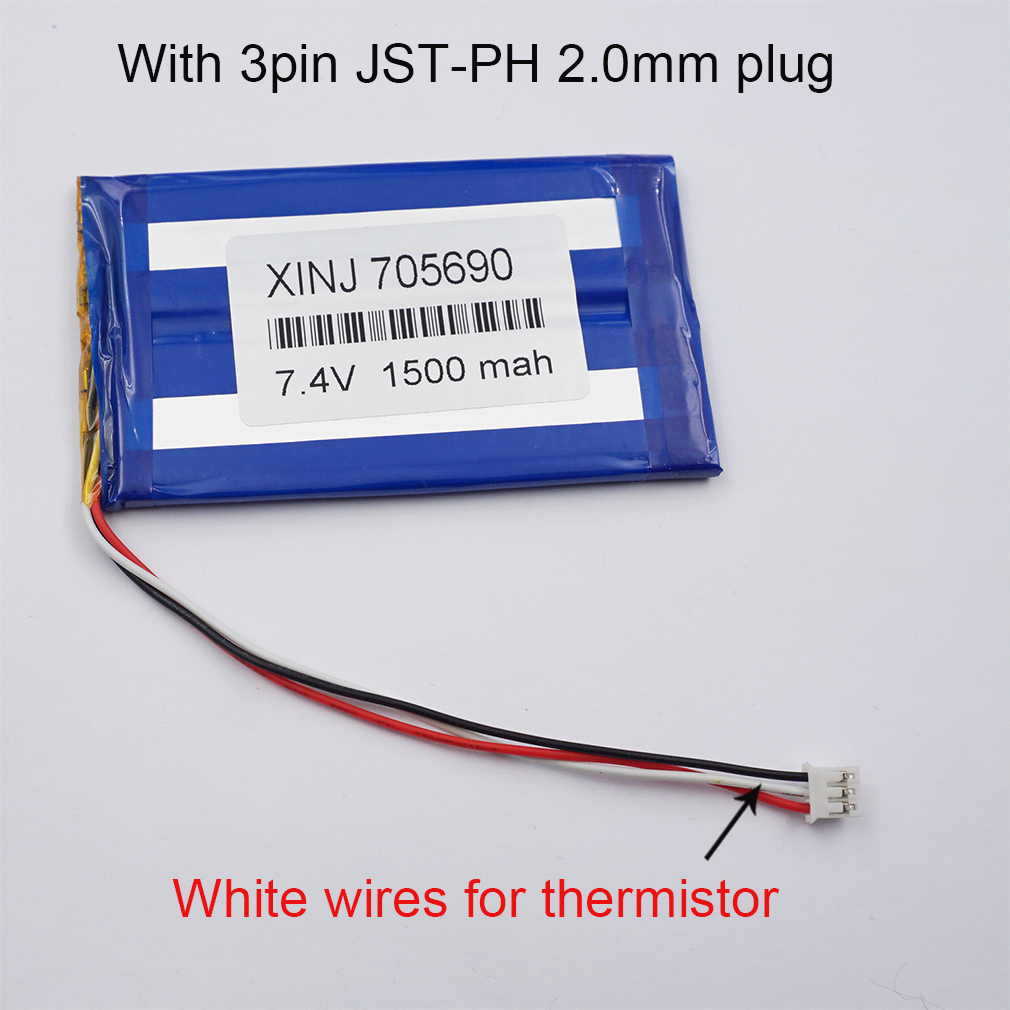 7,4 V 1500 mAh 11,1 Wh Polymer Li Lithium Lipo Batteriezelle 705690 JST 3Pin 2,0mm Stecker für MID iPod Tragbare DVD Tablet PC