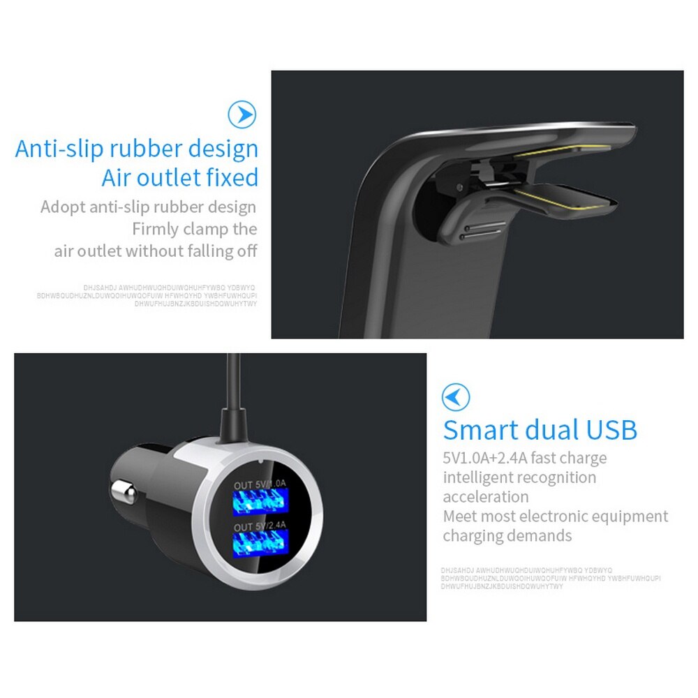 Fm-modulator, bluetooth-autoradio met  mp3 spelers, fm-zender, draadloze radioadapter, dubbele usb-uitgang, snellader, handsfree bluetooth-kit