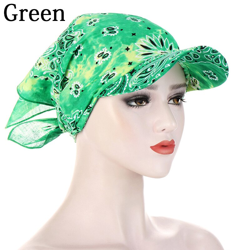 Sunscreen Hedging Cap Bandana Square Scarf Hats Printed Brim Baseball Caps Sunshade Hooded Scarf Headpiece Headscarf: 01