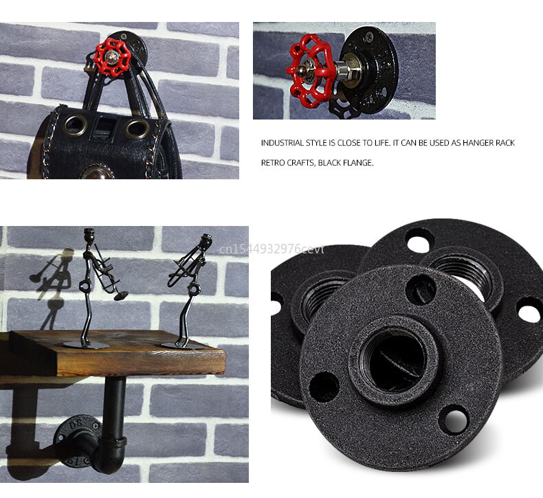 Flange Piece Hardware Tool 5pcs Iron Pipe Fittings Wall Mount Floor Antique DN15 Cast Iron Flanges Gietijzeren Buisleidingen