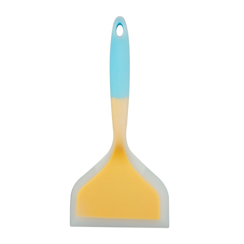 Silicone Kitchen Ware Cooking Utensils Spatula Beef Meat Egg Kitchen Scraper Wide Pizza Cooking Tools Shovel Non-stick Spatula: Blue and Yellow