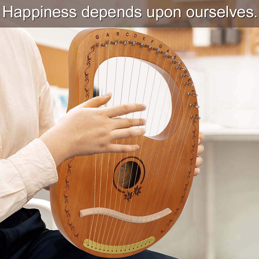 1 Set Wooden Harp Orchestral String Instrument Portable Solidwood 16 String Harp
