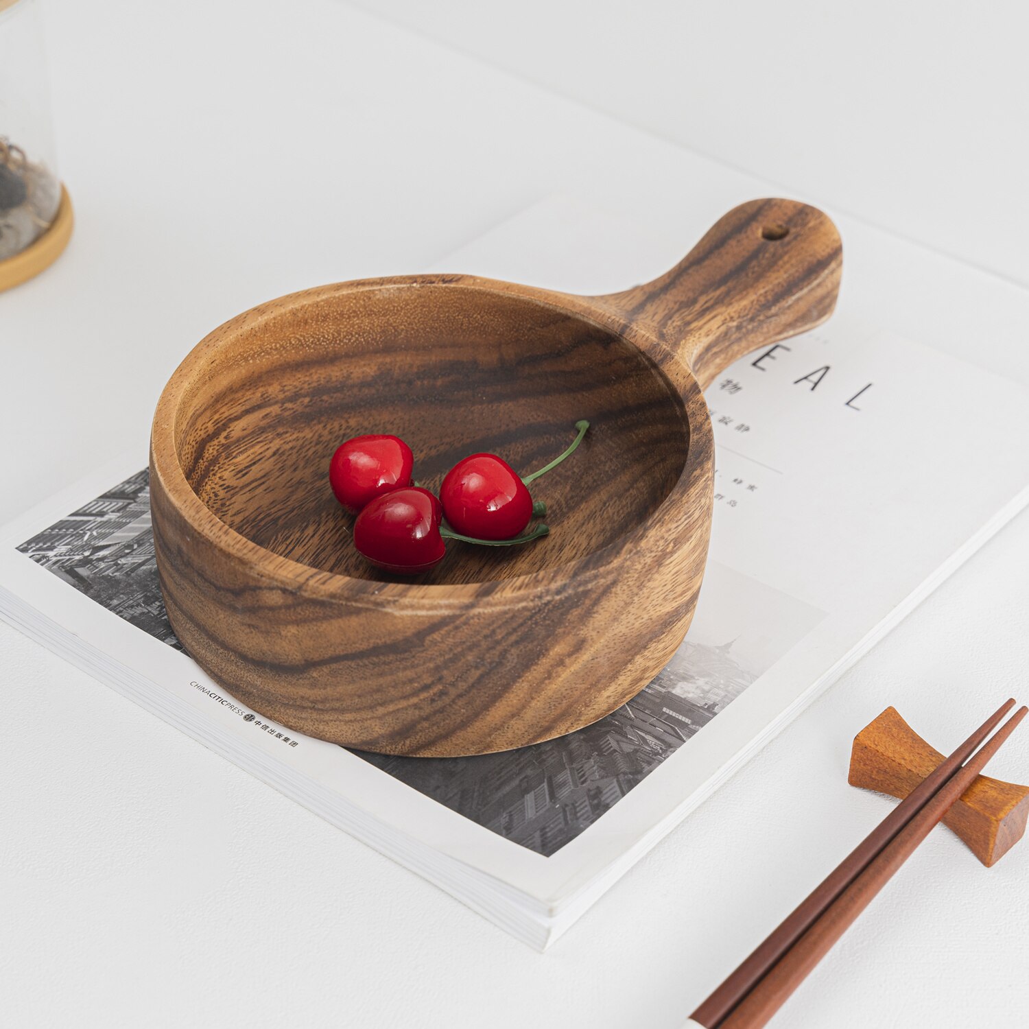 Hemu Life Natural Wood Japanese Style Kitchen Accessories Simplicity Handle Bowl Water Scoop High Temperature Resistance