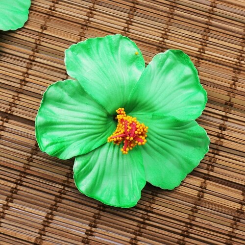 BIT.FLY 10PCS Hawaii party Hibiscus flowers Summer party DIY decorations Artificial PE hibiscus flower Hula girls headwear: Green