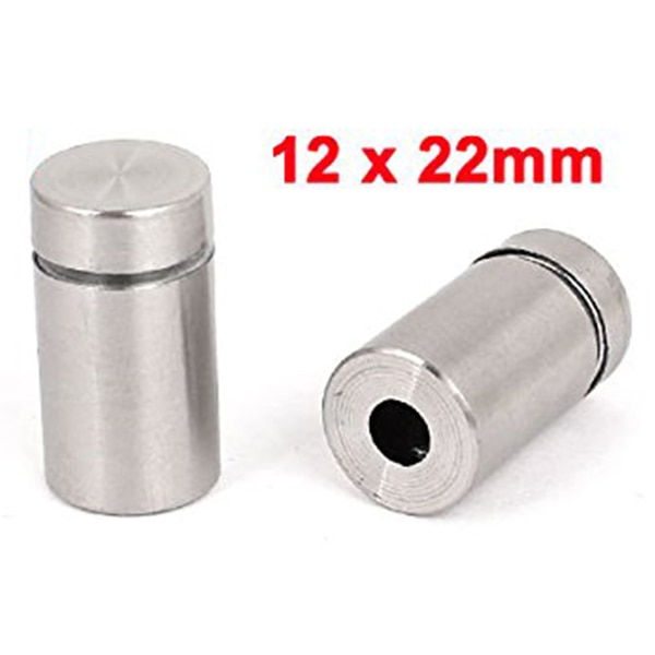 30 stk 12 x 22mm rustfritt stål avstandsstykke glassholder skiltmontering