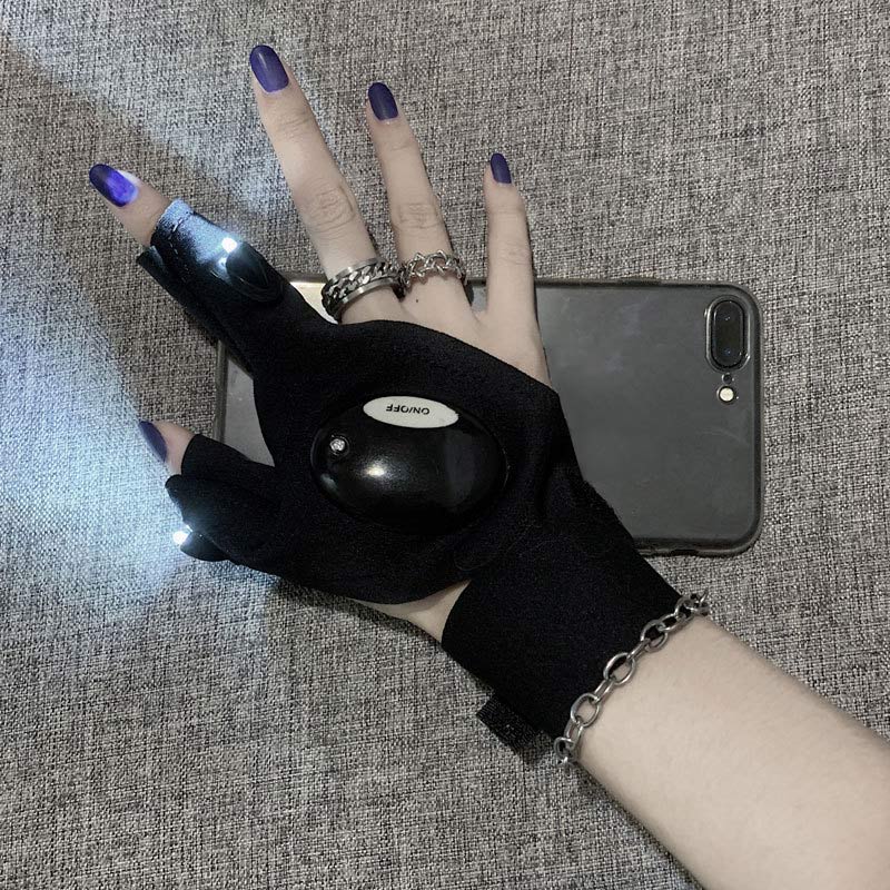 LED Half Finger Light Gloves Cool Flashlight Gloves Outdoor Fishing, Camping For Handymen Men Women DIY Birthday
