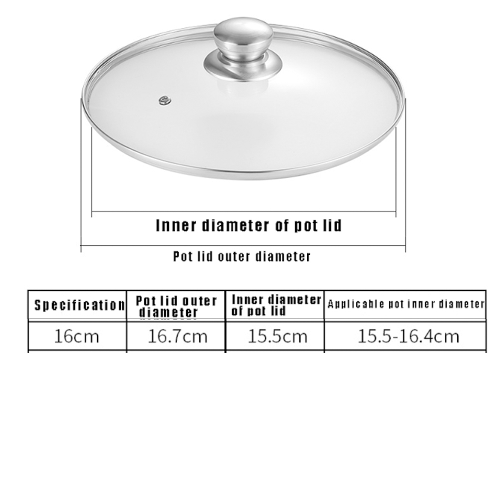 Tempered Glass Pot Lid Stainless steel Rimmed Pan Lid Spill Shatter-Proof Round Chef Glass Cover for Versatile Home Cooking Pan: Light Grey