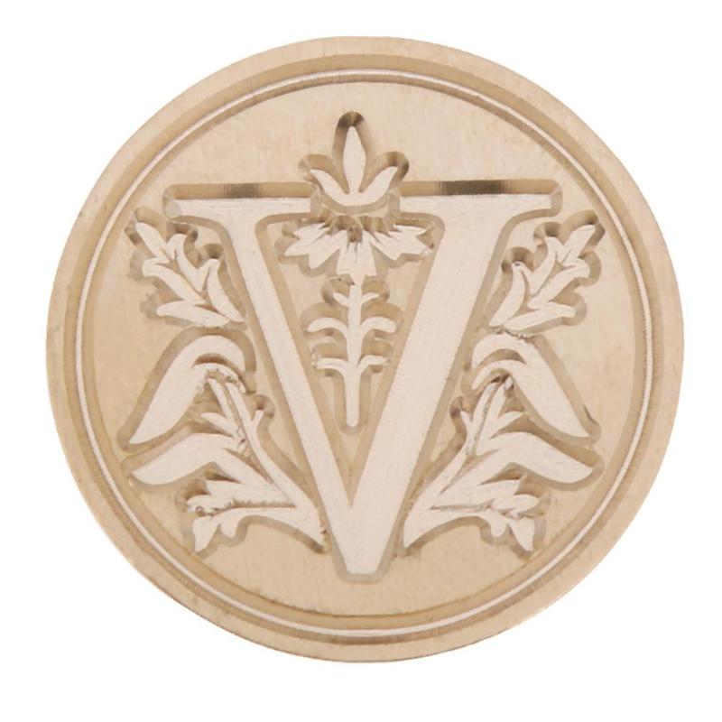 Copper Stamp Head Letter Seal Stamp Head for Wedding Invitation Card Decoration DIY Envelope Sealing Wax Stamp: V