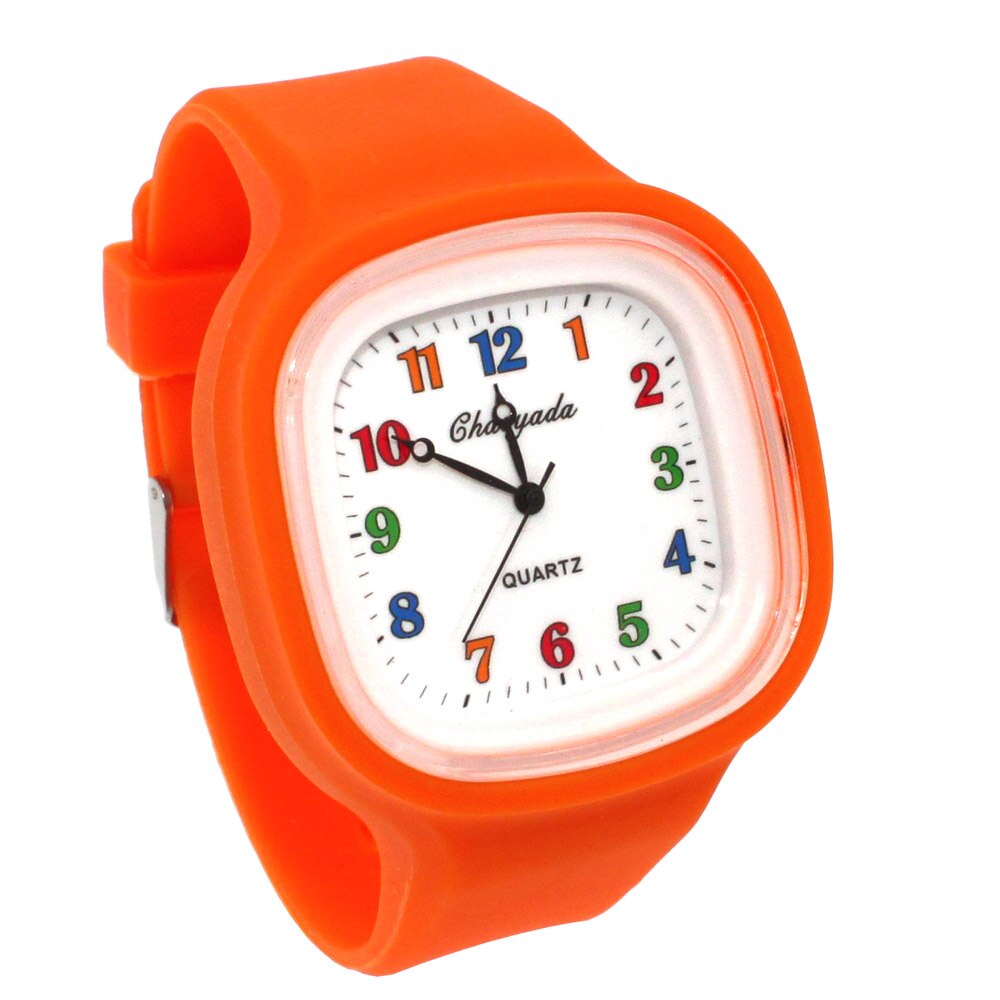 10 farver kvarts damer kjole ure kvindelige mænd sport afslappet armbåndsur silikone båndure mænd kvinder ure: Orange