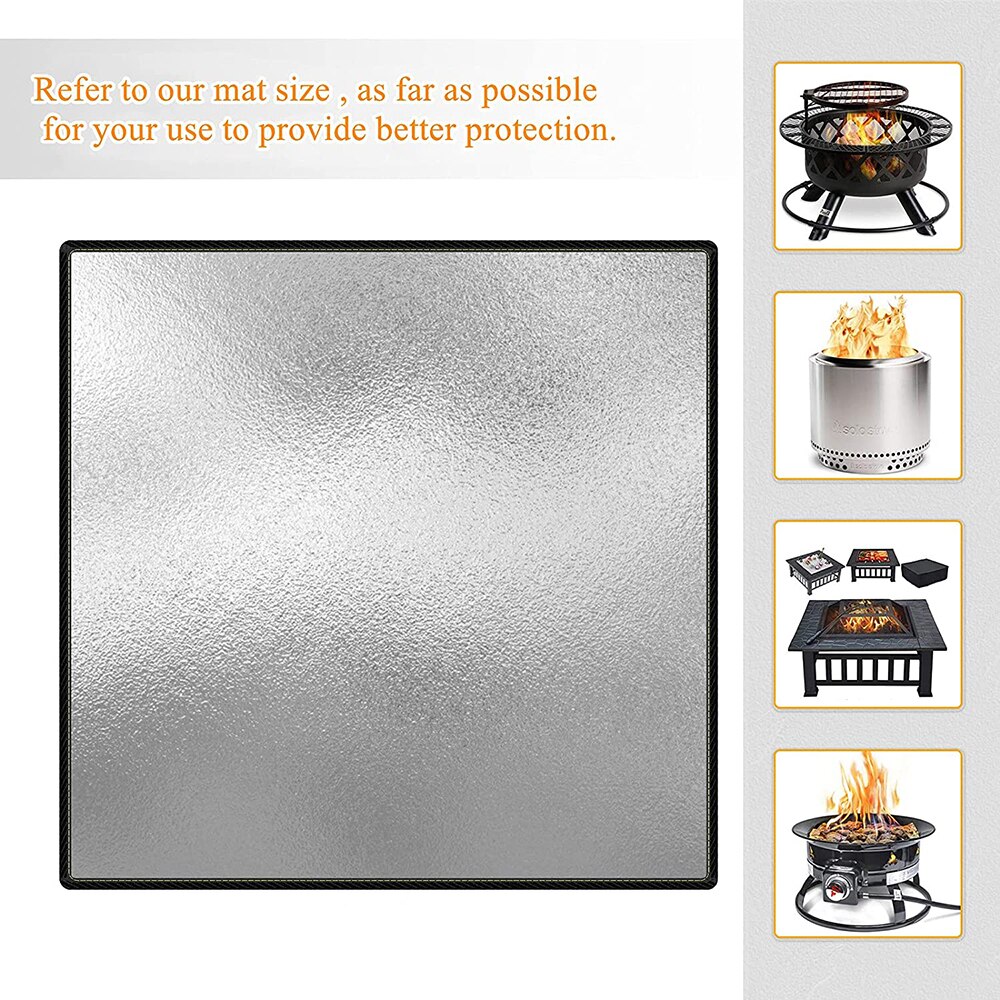 Heat Protector Fire Pit Mat Fire-Resistant for Decks Grill Floor Mat Outdoor, Solid Pad Grill Bonfires Fireplace Mat Fire