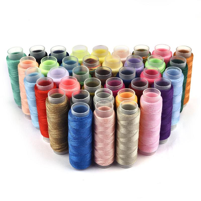39 Colors Polyester Yarn Sewing Thread Roll Machine Hand Embroidery 150 Meter Each Spool Durable For Home Sewing Kit