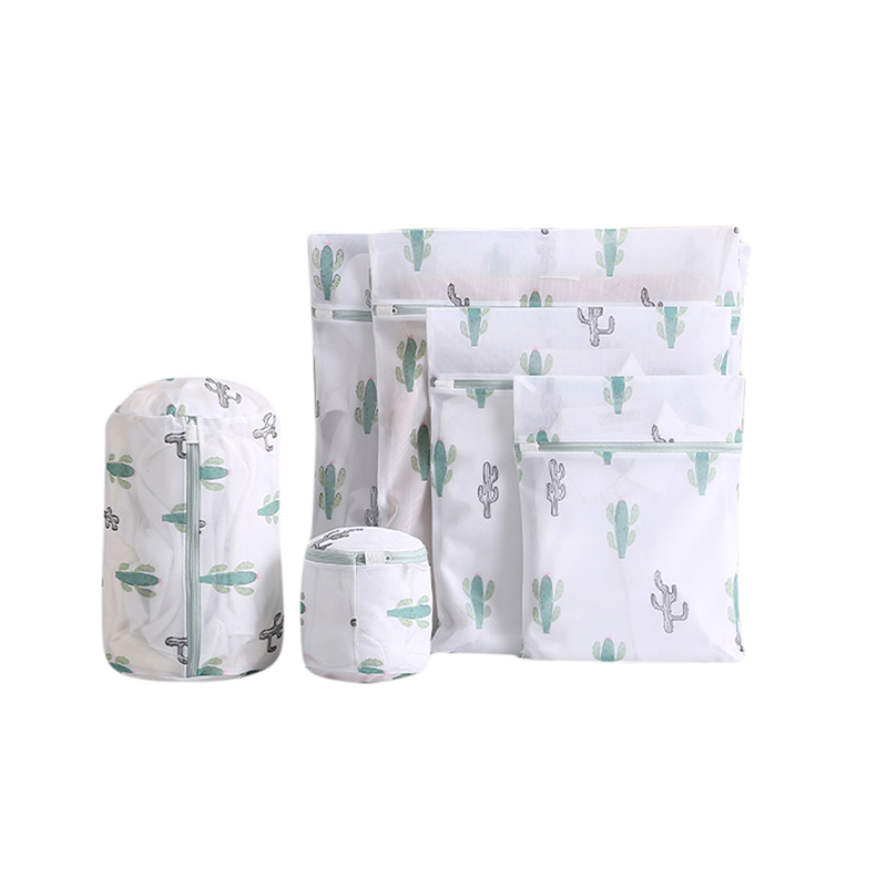 Laundry Bag Printing Zippered Mesh Polyester Washing Net Bag For Underwear Sock Washing Machine Pouch Clothes Bra Bags: type C 6PC