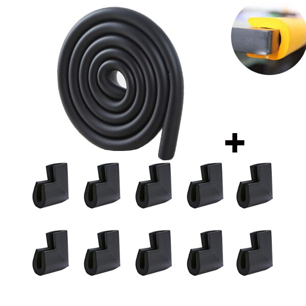 U Shape Baby Safety Equipment Glass Table Edge Strip Corner Protector Home Furniture Child Protection Guards Cover with Tape: Black Set