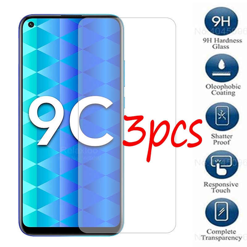 3pcs protective glass on for huawei honor 9c 9s tempered glass case honor9c honer 9 s c s9 huawey hawei onor 9c safty glass case