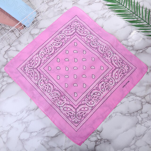 1Pc rouge Bandana chapeaux bandeau de cheveux cou écharpe bandes à poignet carré foulards imprimer mouchoir cheveux accessoires pour les femmes: 1pcs Pink