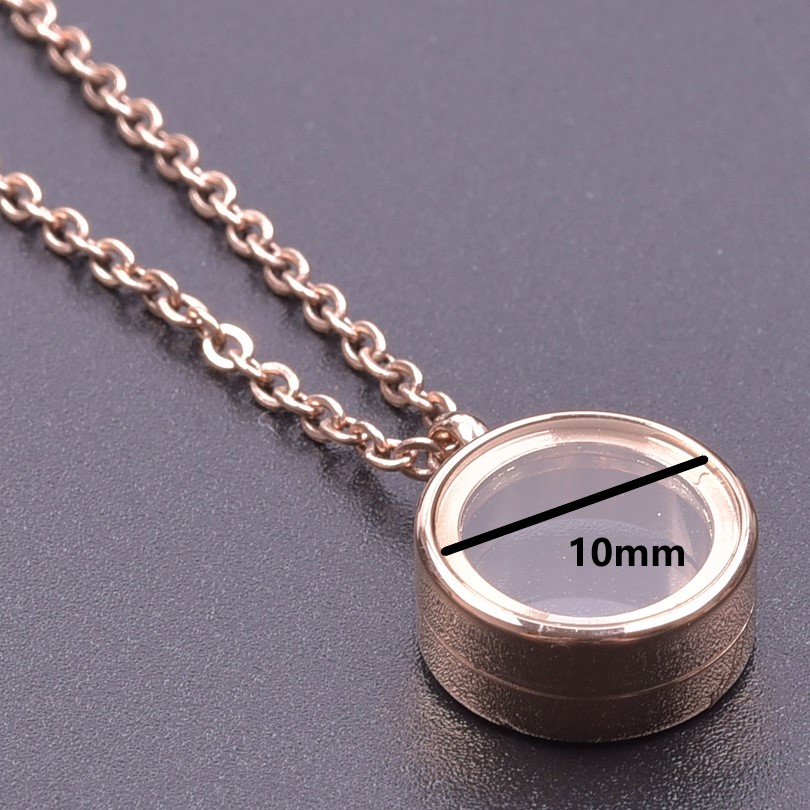 1Pc Stainless Steel Round Reliquary Coin Holder Locket Pendant Women Necklaces Glass Floating Ashes Relicario Collares Jewelry