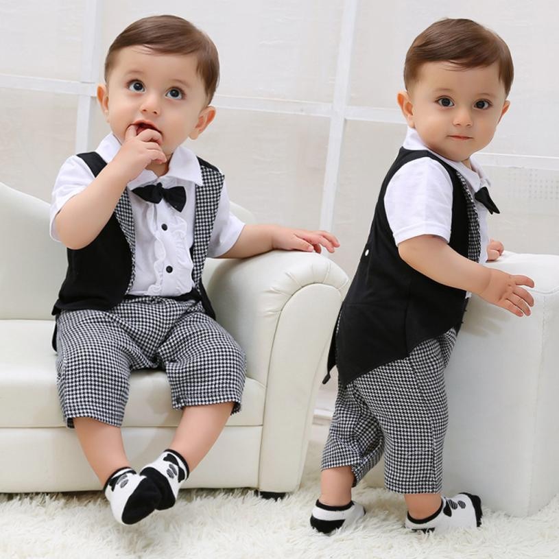 Gentleman Pak Strikje Baby Boy Kleding Sets Zomer Kinderen Sets Kleding Pak Kleding Pasgeboren Suits