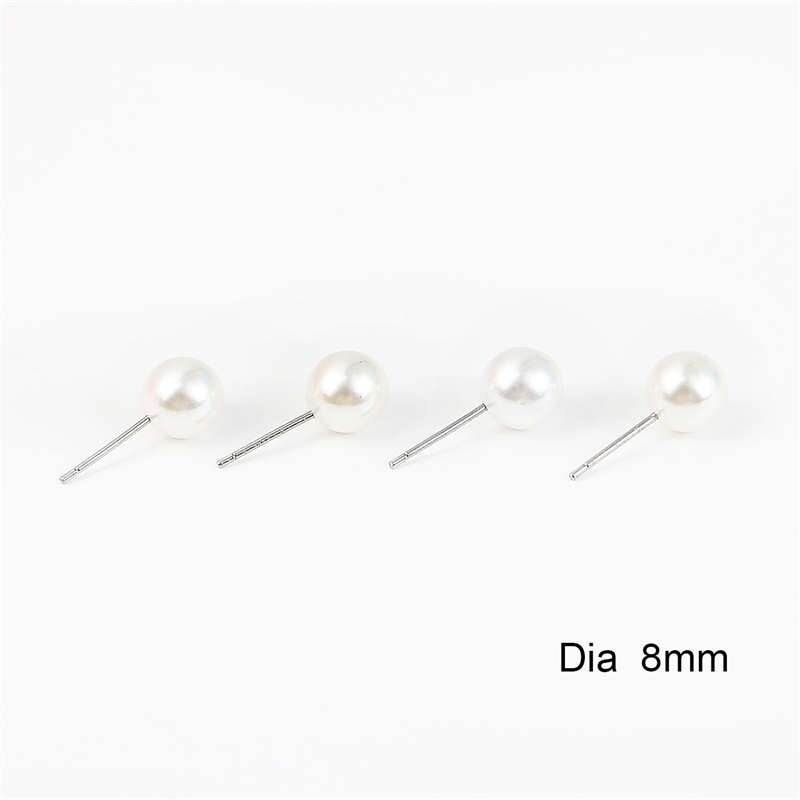 10 Uds. Blanco marfil ABS perlas encanto perno prisionero pendientes Back Stoppers oído Post tuercas enchufar para fabricación de joyería DIY base de aretes: White 8mm 18mm