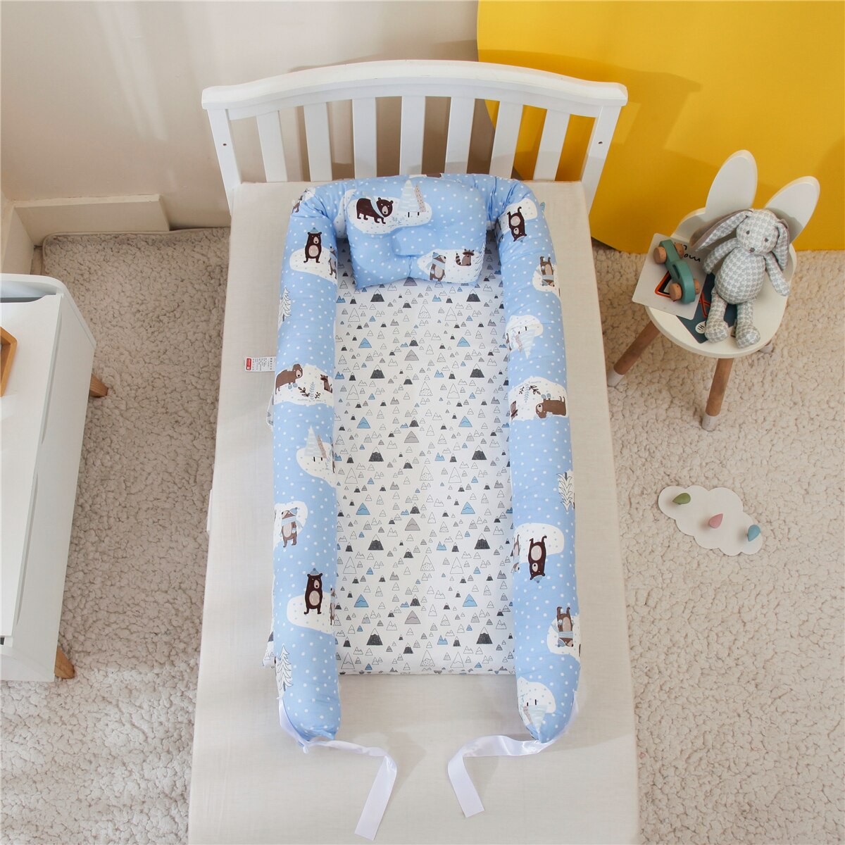 Berceau Portable pour bébé avec oreiller, 50x90cm, lit lavable, pour -né, lit de voyage amovible