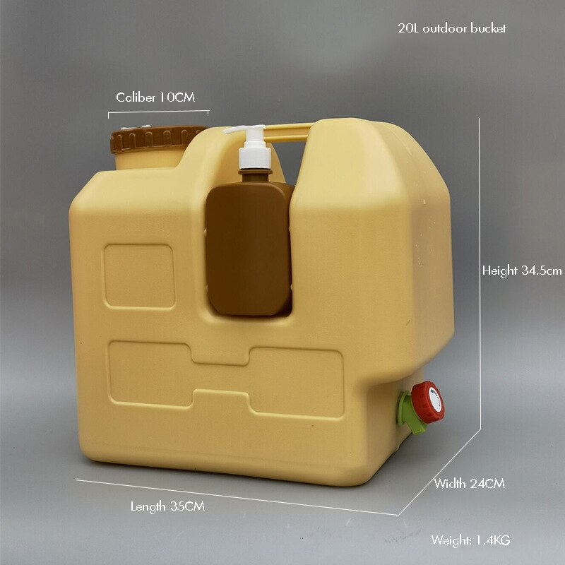 Water Container Water Storage Carrier Jug Dispenser 20L Capacity, with Brown Cap and Spigot, for Camping RV Outdoors Emergency