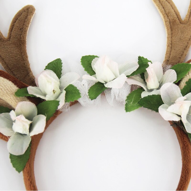 Husdjur jul horn ren huvudbonad pannband hund katt husdjur cosplay dress up rådjur hatt blommig pannband hund års kostym