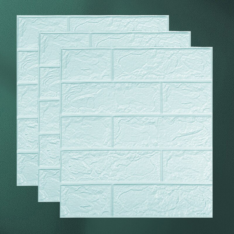 15/30pcs 3D Brick Wall Sticker Self-Adhesive DIY Waterproof Foam Wallpaper For Room Kitchen Roof Ceiling Background Wall Decals: light blue / 35x38.5cmx15pcs