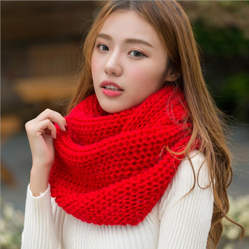 Winter Scarf Knitted Scarves Collar Neck Warmer Woman's Crochet Ring Spain Loop Women Scarves For Lady: C