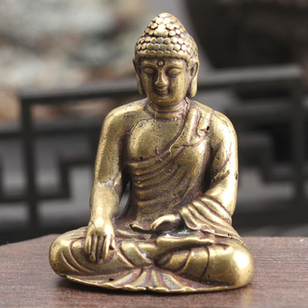 Käsityö meditoiva istuva hahmo veistos kodin sisustuspöytä buddha patsas vuosikerta messinki artware toimisto onnen temppeli