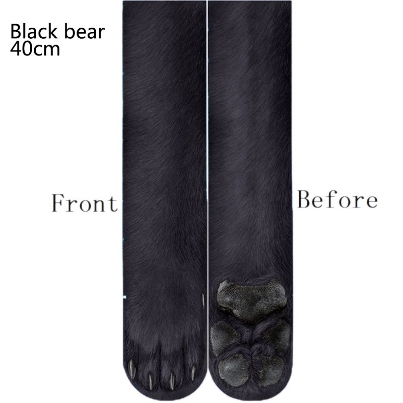 Neue 3D Druck Erwachsenen Tier Pfote Socken Unisex Crew Katze Lange Aktien Elastische Atmungsaktive Socke Hund Pferd Zebra Schwein Katze pfote: K / L