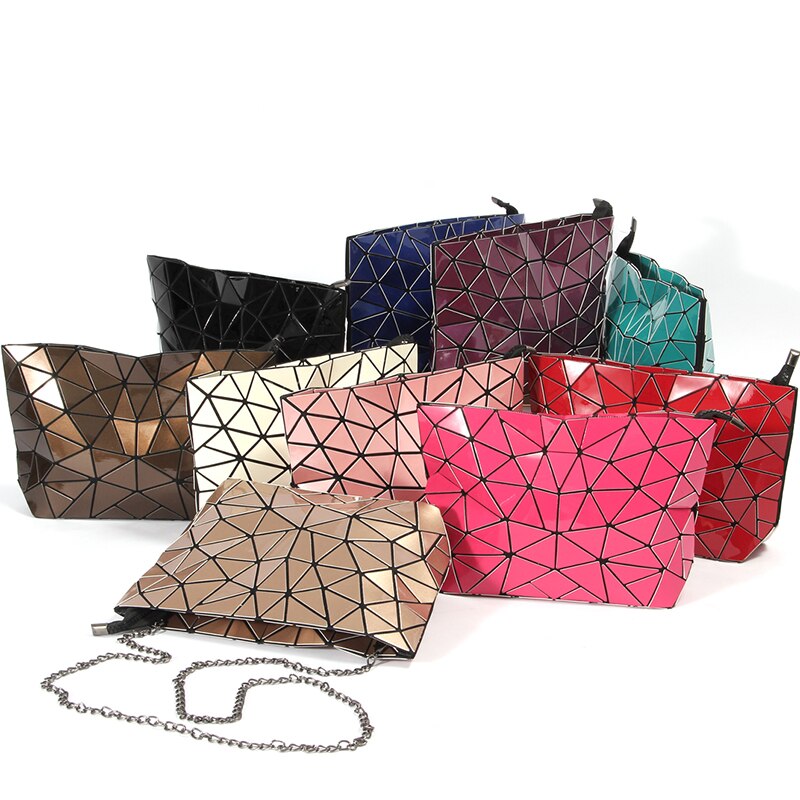 Crocrogo Frauen Mädchen Geldbörse Leucht Geometrische Schulter Taschen Multi Reflektierende Umhängetaschen BlingBling mit Ketten