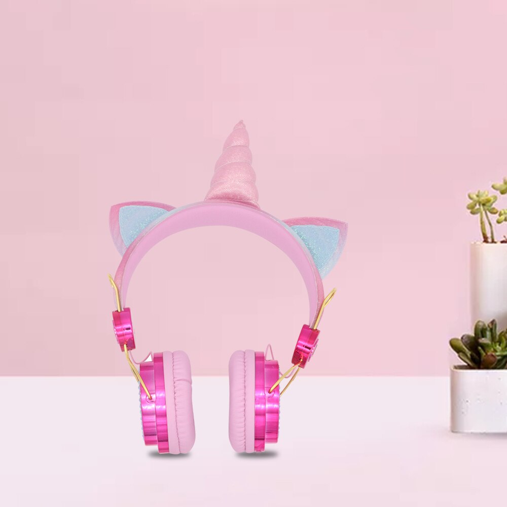Bonitos auriculares de unicornio con cable y micrófono para niñas y niños, cascos para ordenador portátil, teléfonos móviles, PC, MP3, tableta