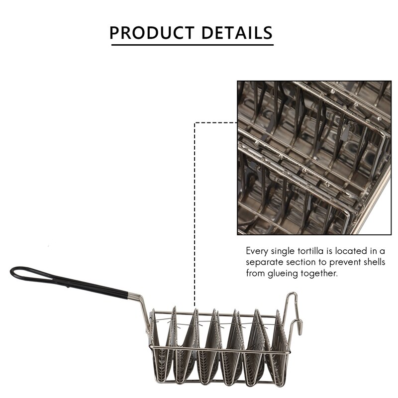 Taco Fryer Basket, Taco Shell Fryer, Holds 6 Shells Deep Fryer Taco Holders Basket With Grip Handle Taco Holder Stand