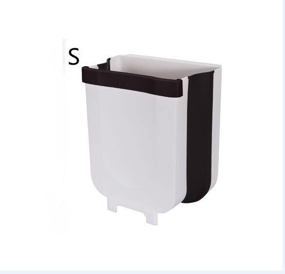 9L Foldable Trash Can Home Kitchen Supplies Kitchen Garbage Bin Foldable Car Trash Can Wall Mounted Trashcan Daily Necessities: WHITE-S