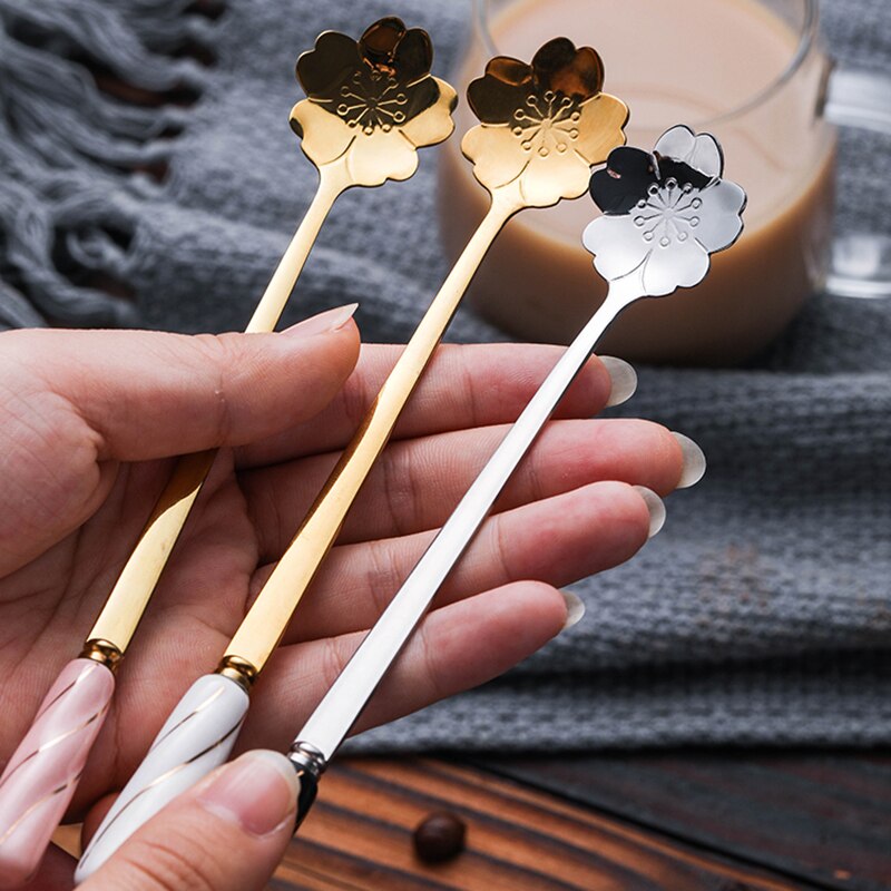 Japanse Ijsthee Lepel Met Lange Steel Rvs Dessert Koffie Suiker Lange Lepels Voor Shakes Roeren Theelepel Golden