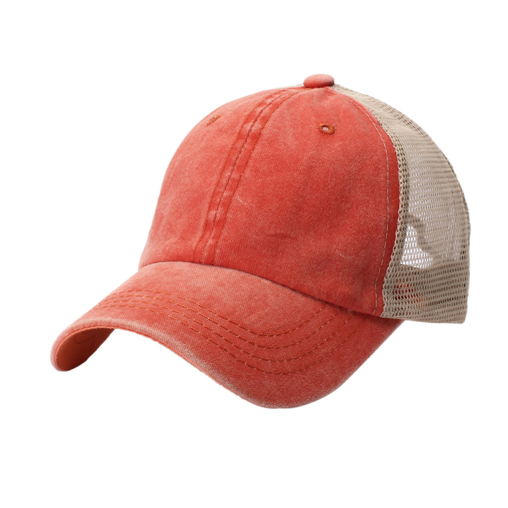 Casquettes de Baseball pour hommes | Casquettes unisexe femmes extérieur, chapeaux coton de chapeaux Patchwork maille réglable Hip Hop casquette décontracté: Orange