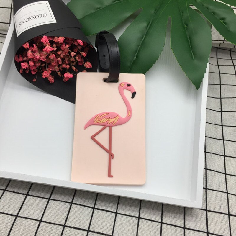 1PC Attraktive eis Flamingo Reise Zubehör Internat Gepäck Tag Label Cartoon Silica Name Adresse ID Halter Koffer: Flamingo