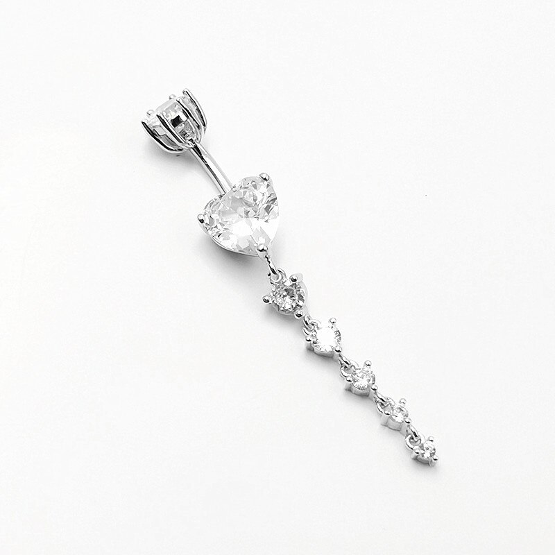 925 Sterling silber Bauchnabel Ringe 14G CZ herz bilden Nabel Ringe Bauch Ringe Bauch durchbohren für Frauen Mädchen körper Schmuck