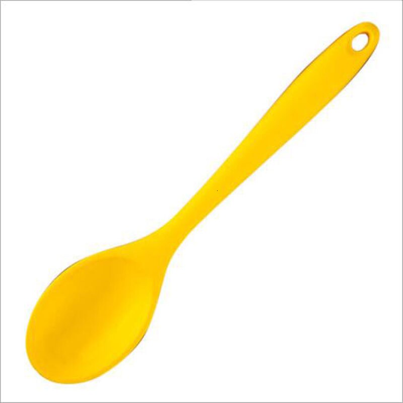 Household Silicone Spoon Heat Resistant Easy To Clean Non-Stick Spoons Kitchenware Salad Spoon Kitchen Scoop Tableware Tools: Yellow