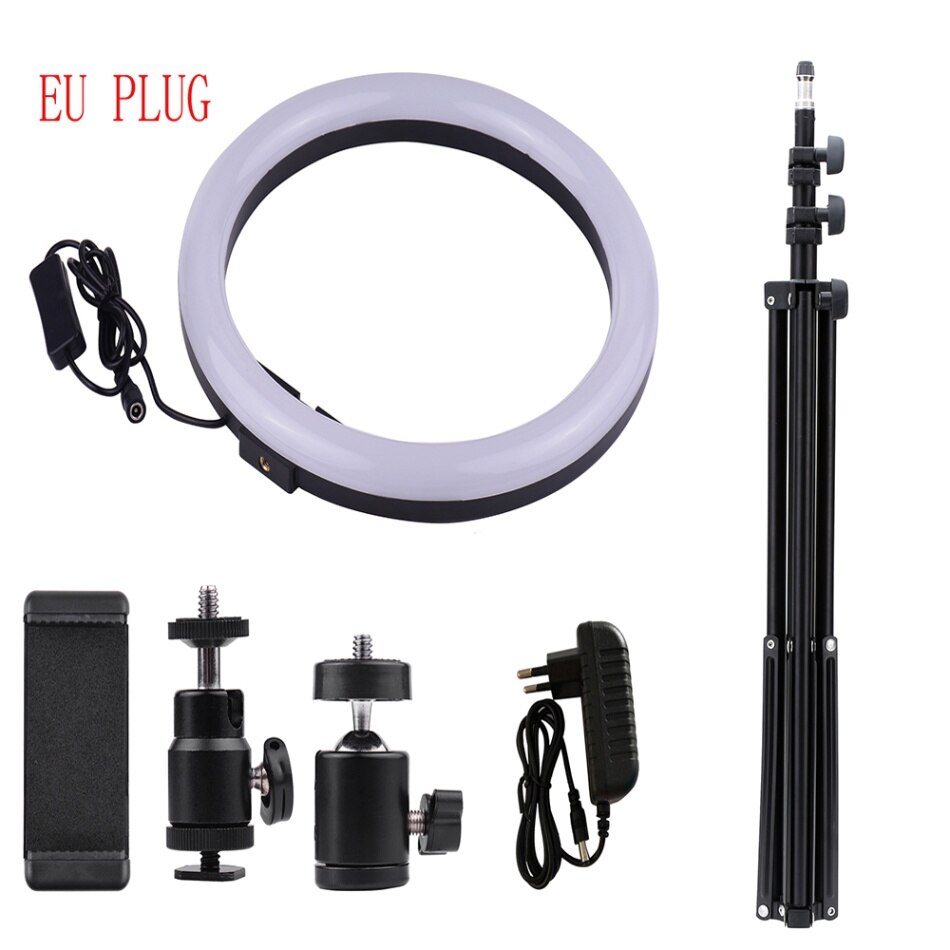 2700-5500K Dimmable Ring Light 30 cm/12 pulgadas fotografía exterior LED Selfie Ring luz con soporte de teléfono para Video Live Studio: Verde