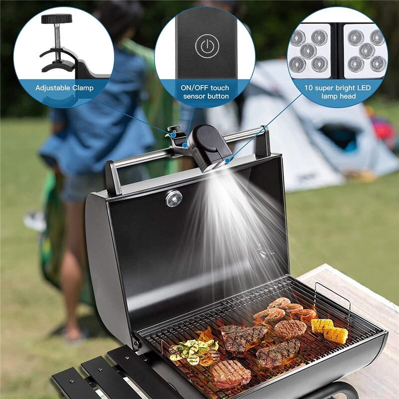 Smart Touch Grill Light Led Portable Bbq Flashlight Lamp Outdoors Grill For Lighting With Handle Mount Clip For Barbecue Tool
