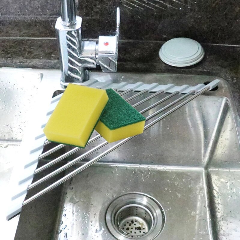 Küchen spüle Wasserfilter Regal faltbare dreieckige Spüle Lagerbier Regal Abfluss Regal Edelstahl Lagerung für Schalen und Essstäbchen