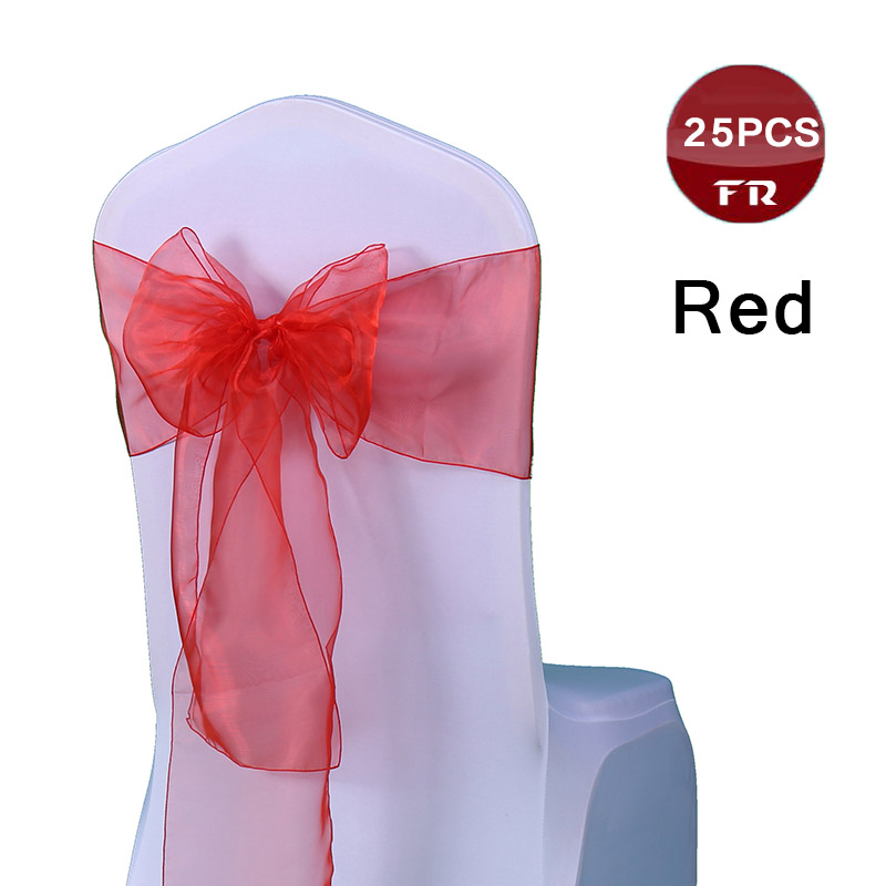 25pc farverige organza sløjfer vævet tyl rulle bryllupsfest dekoration bordløber organza gaze stol sashes sløjfe