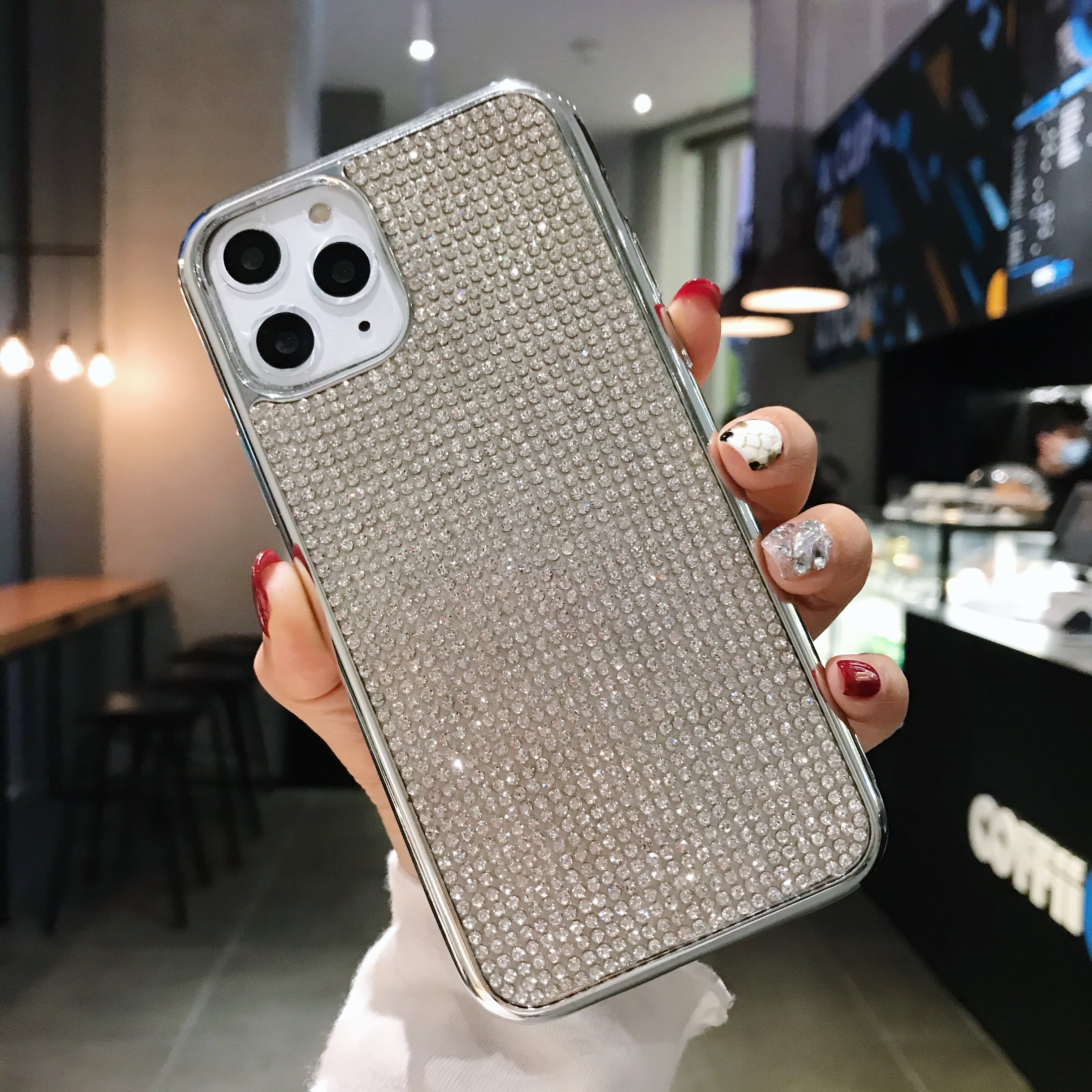 Coque scintillante à strass pour iPhone, compatible modèles 6S, 6, 7, 8 Plus, 11 Pro, XS Max, XR, X, SE , cristal