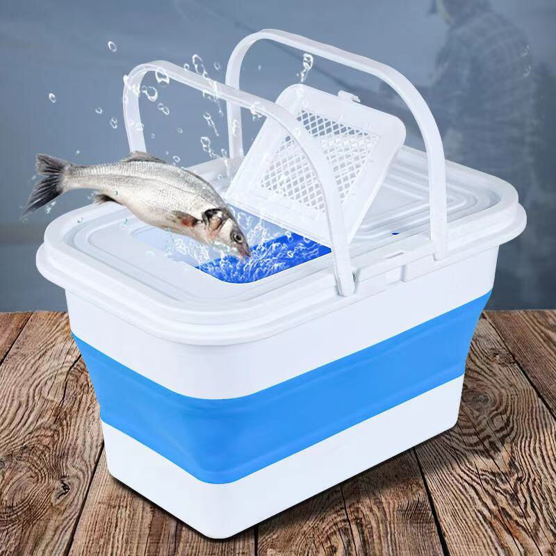RQNQ 1Pcs 2021New 13L Multifunctional Silicone Folding Bucket, Silicone Fishing Bucket With Lid, Foldable Laundry Bucket